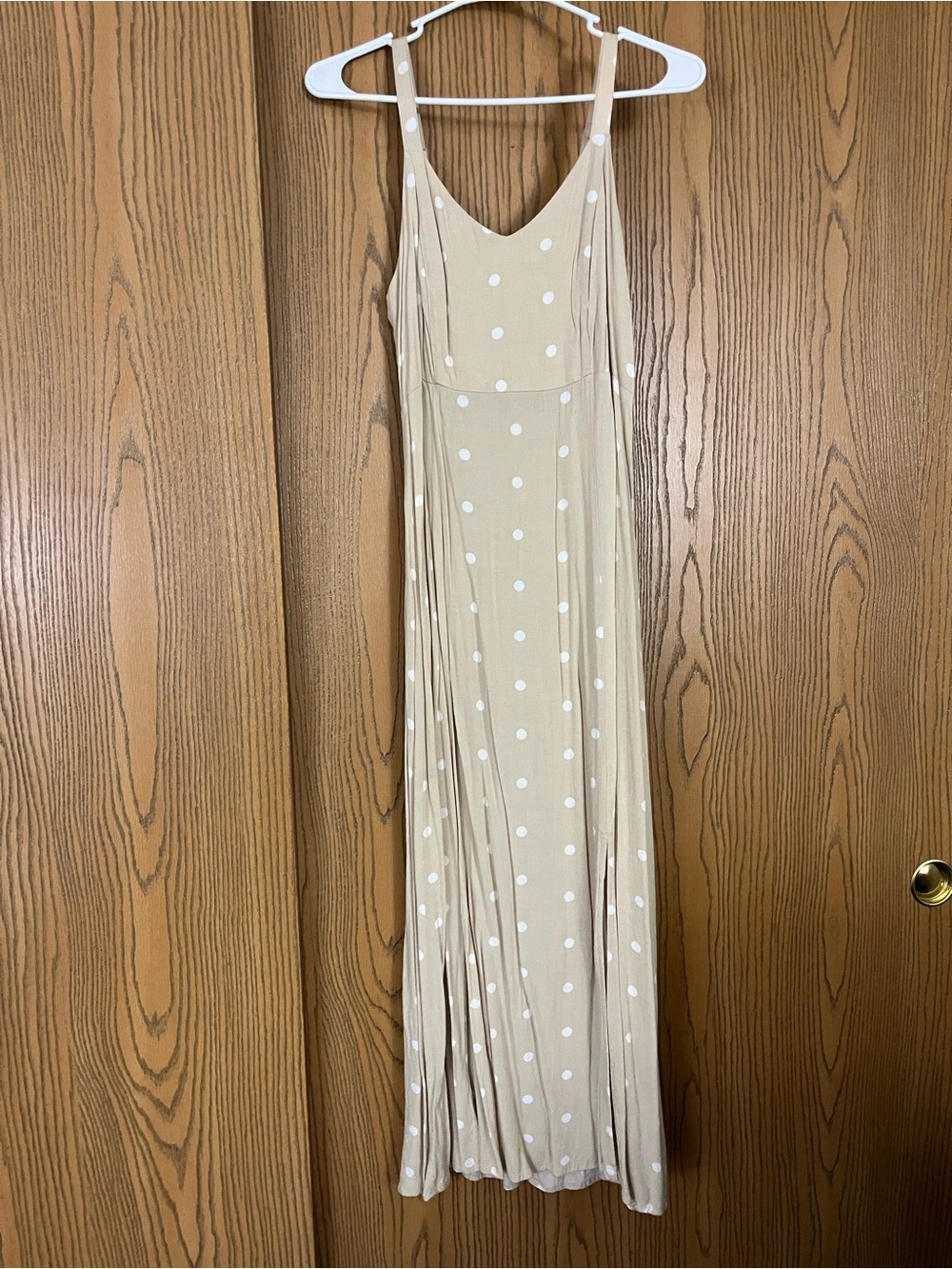Women’s Old Navy Maxi Cami Polka Dot Cream and White dress with side slit boho